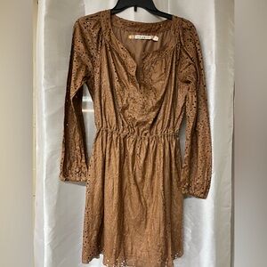 Elegant Brown Eyelet Western Dress.